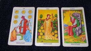 6, 9 and Queen of pentacles RWS